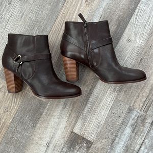 Cole Haan Chocolate Brown Faux Leather Ankle Booties